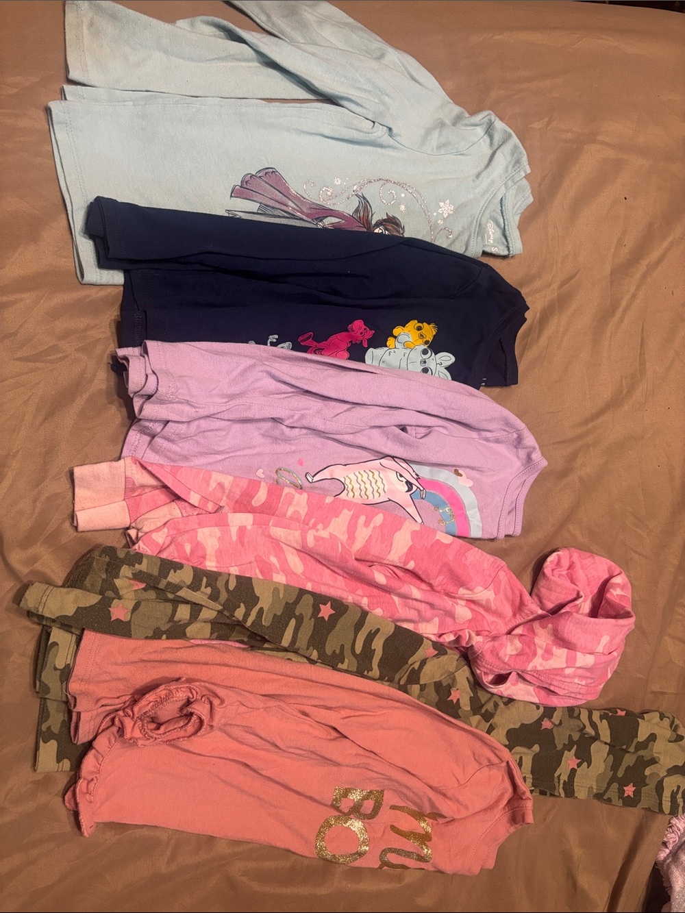 Girls Mixed Long-Sleeve Tops - Pastel Blue, Navy, Lavender, Pink, Camo, Coral